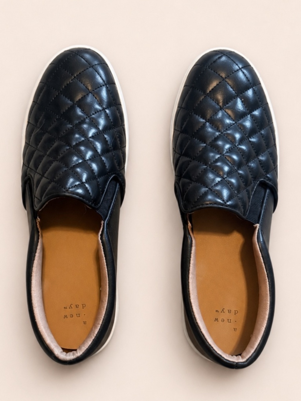 A New Day Black Quilted Slip On Casual Sneakers
